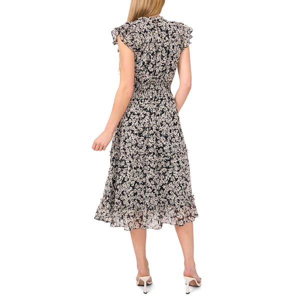 Womens CeCe Flutter Sleeve Chiffon Midi Dress