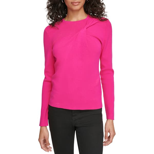 Womens Calvin Klein Long Sleeve Solid Twist Neck Sweater - image 