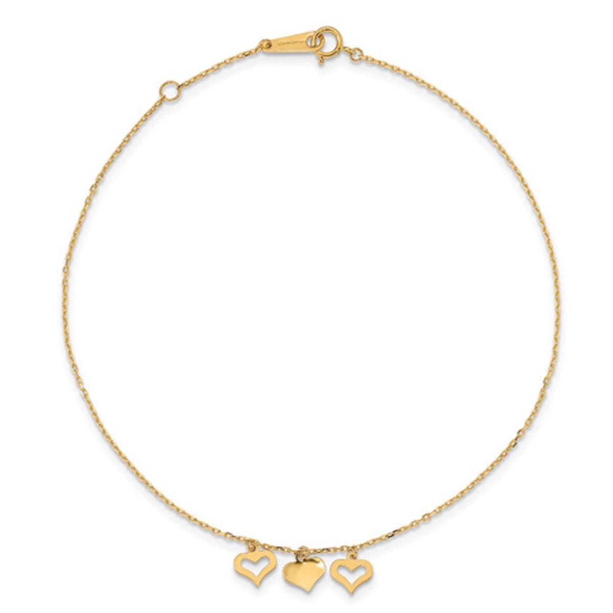 Gold Classics™ 14kt. Yellow Gold Dangling Hearts Ankle...