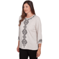 Womens Alfred Dunner Romancing The Stone Medallion Knit Blouse - image 3