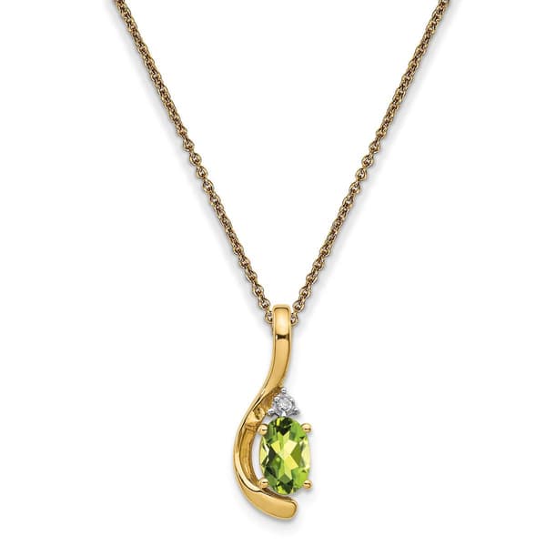 14kt. Yellow Gold Green Peridot Pendant Necklace - image 