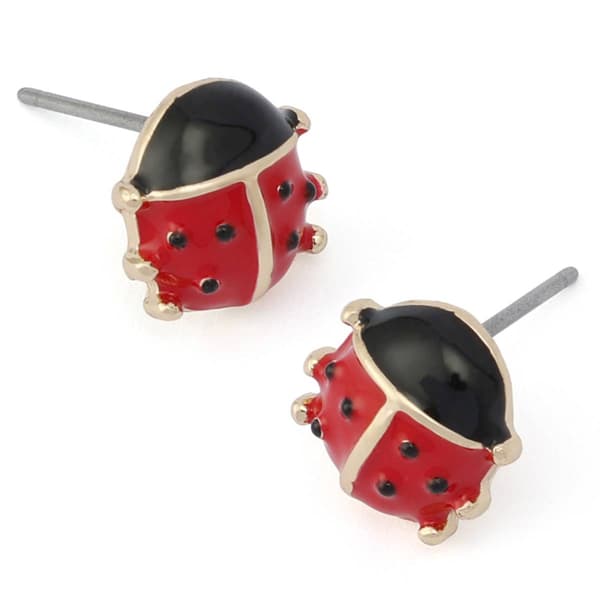 Betsey Johnson Hothouse Bloom Ladybug Stud Earrings