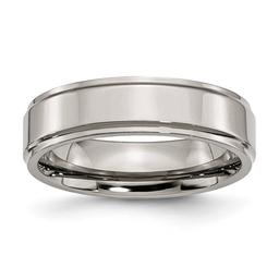 Mens Endless Affection(tm) 6mm Ridged Edge Titanium Polished Band