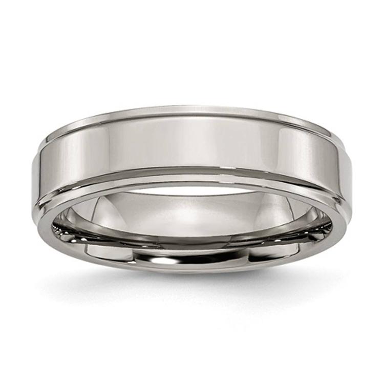 Mens Endless Affection(tm) 6mm Ridged Edge Titanium Polished Band