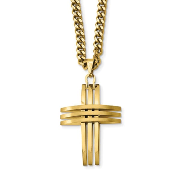 Mens Gentlemen's Classics&#40;tm&#41; Gold IP-Plated Cross Necklace - image 