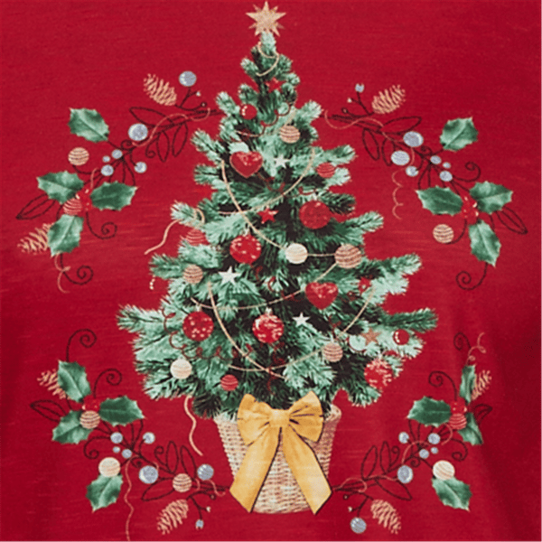 Womens Alfred Dunner Classics 3/4 Sleeve Christmas Tree Blouse