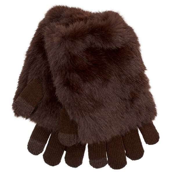 Womens Steve Madden Cozy Knit Faux Fur Glove