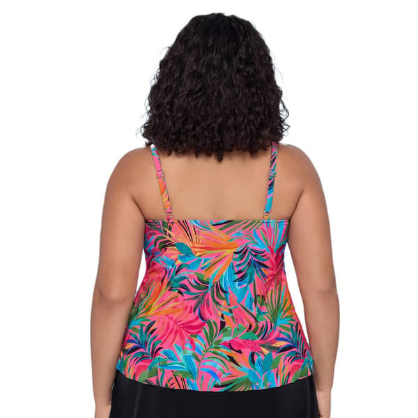 Plus Size TrimShaper Amazonian Palms Ronnie Tankini Swim Top