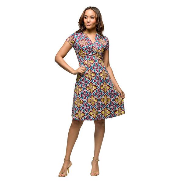 Womens 24/7 Comfort Apparel Floral Knee Length Wrap Dress - image 