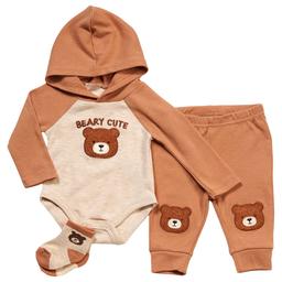 Baby Boy (3-9M) Baby Essentials 3pc Beary Cute Hooded Layette Set