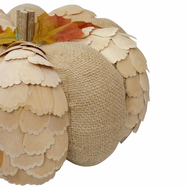 Northlight Autumn Harvest Burlap & Wood Pumpkin Decoration