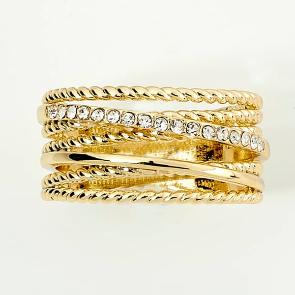 Ashley Cooper(tm) Textured Gold Cubic Zirconia Stones Ring - image 