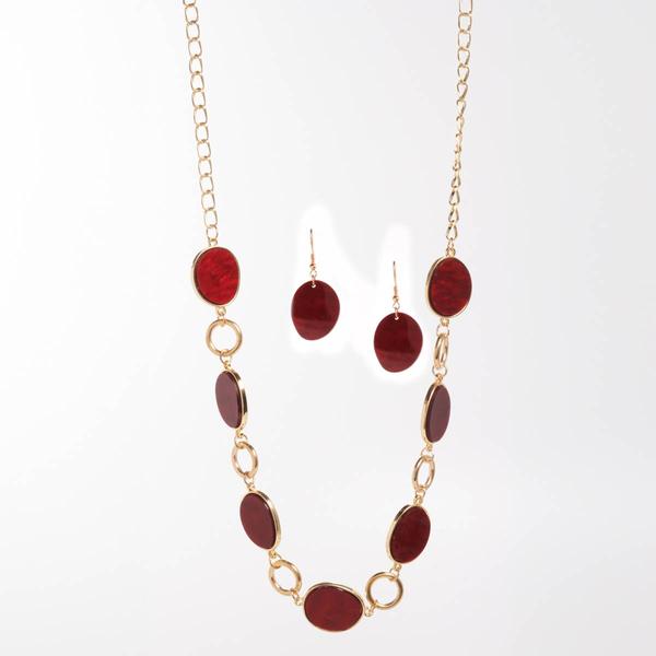Ashley Cooper(tm) Geo Link Marbled CCB Necklace & Earring Set - image 