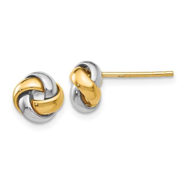 Gold Classics(tm) 8mm Two-Tone Love Knot Stud Earrings - image 