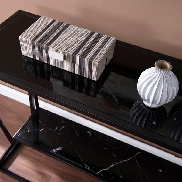 Southern Enterprises Argall Long Glass-Top Console Table