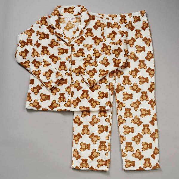 Womens Spoiled Angel Teddy Bear Top & Pants Plush Pajama Set - image 