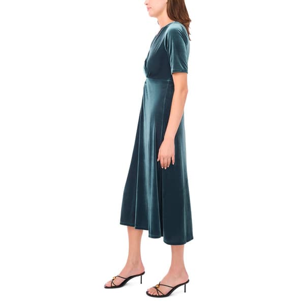 Womens MSK Velvet V-Neck Front Twist Midi Dress
