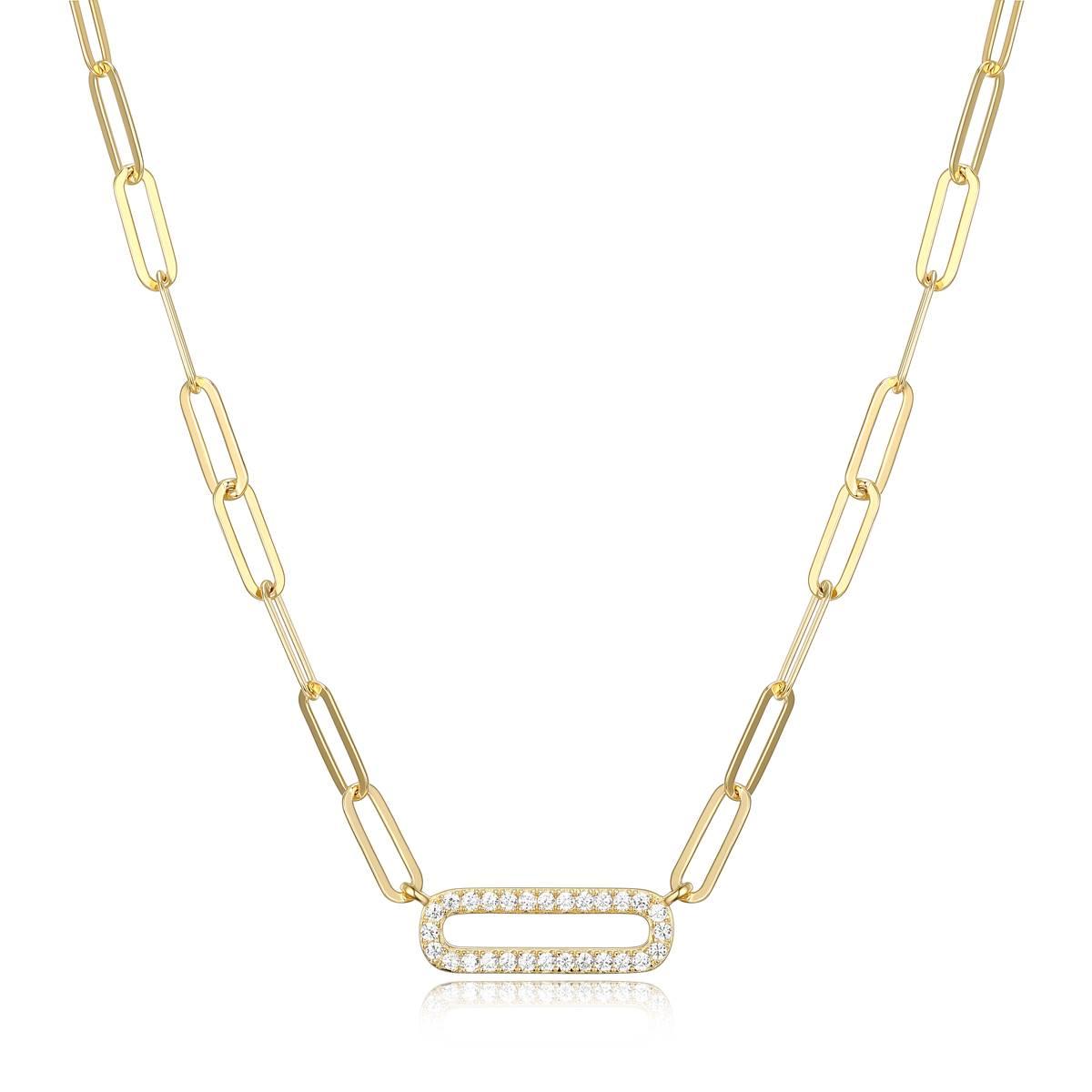Forever Facets 18kt. Gold Plated Oval Paperclip Necklace