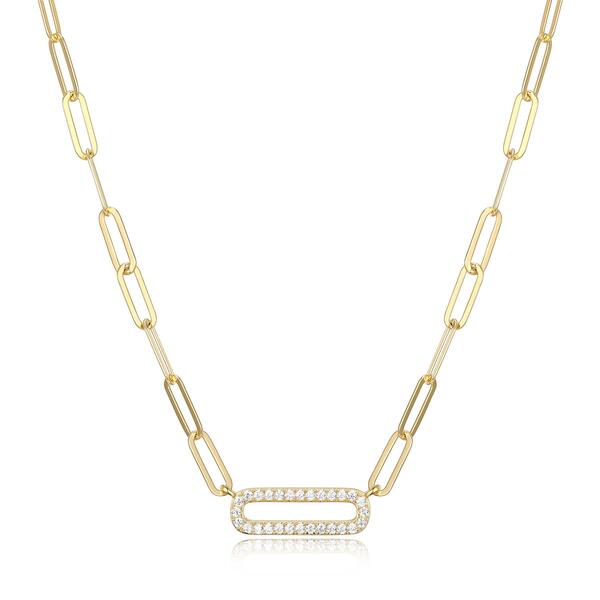Forever Facets 18kt. Gold Plated Oval Paperclip Necklace - image 
