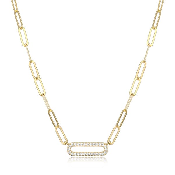 Forever Facets 18kt. Gold Plated Oval Paperclip Necklace
