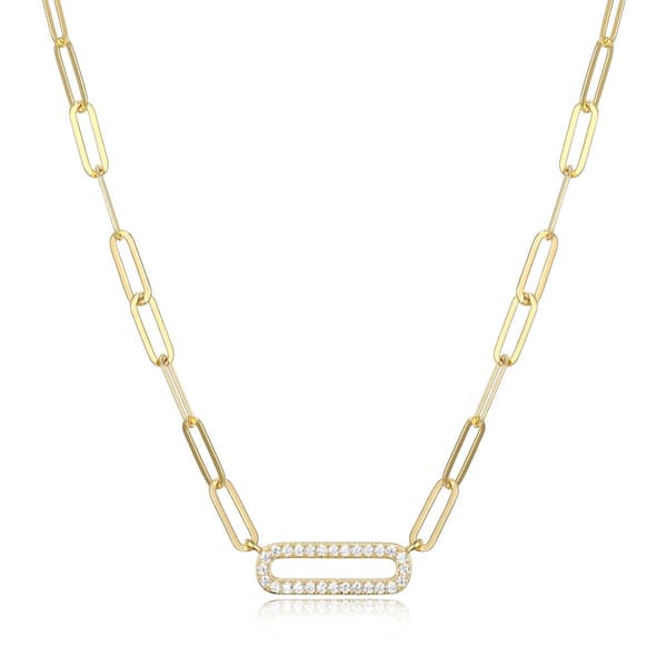 Forever Facets 18kt. Gold Plated Oval Paperclip Necklace - image 