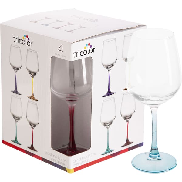 Home Essentials Set of 4 Tri-Color Wine Glasses