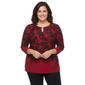 Plus Size Kasper 3/4 Sleeve Hardware Leaf Keyhole Blouse - image 1