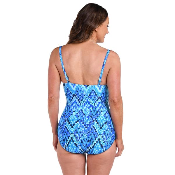 Womens Maxine Artisan Ikat Twist Front One Piece Swimsuit
