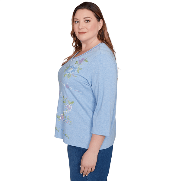Plus Size Alfred Dunner Hilton Head Cross Stitch Floral Tee