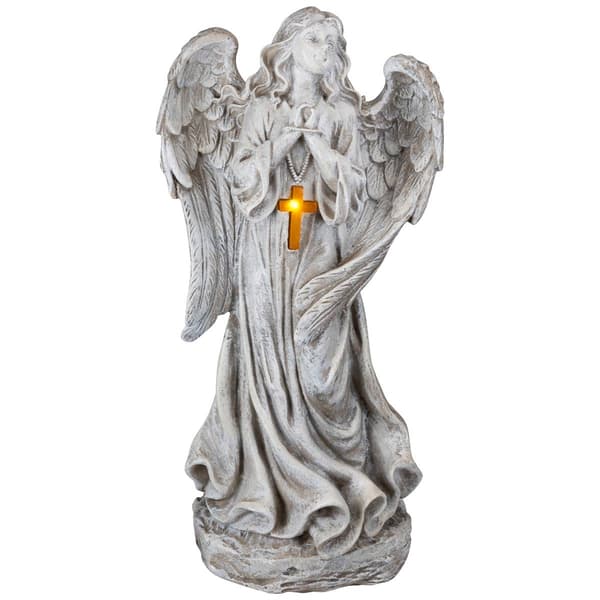 Northlight Seasonal LED Solar Angel w/ Cross Garden Statue