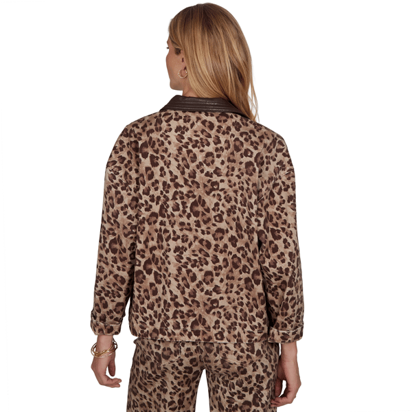 Petite Ruby Rd. Game of Luxe Leopard Denim Jacket