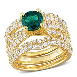 Gemstone Classics&#40;tm&#41; Lab Created Emerald & Sapphire Bridal Set