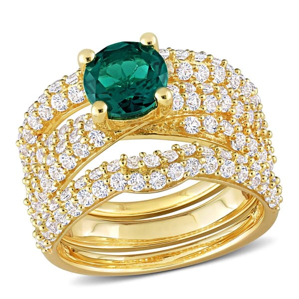 Gemstone Classics(tm) Lab Created Emerald & Sapphire Bridal Set - image 