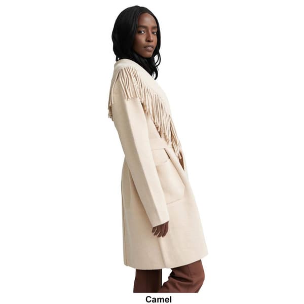 Womens NVLT Belted Fringe Wool Blend Coat