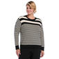 Plus Size Rafaella(R) Striped Rib Trim Crewneck Sweater - image 1