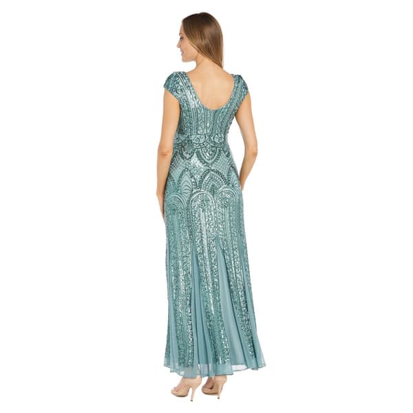 Petite R&M Richards Sequin Embroidered Evening Gown