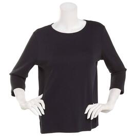Womens Hasting & Smith 3/4 Sleeve Solid Open Crew Neck Tee