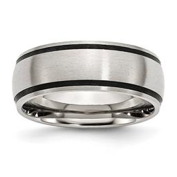 Mens Gentlemen's Classics(tm) Stainless Steel & Black Rubber Band