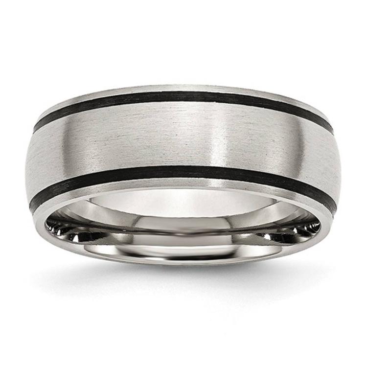 Mens Gentlemen's Classics(tm) Stainless Steel & Black Rubber Band