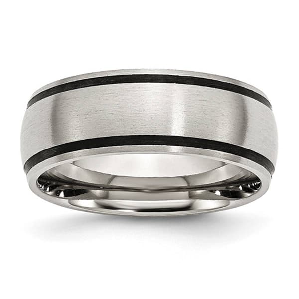 Mens Gentlemen's Classics(tm) Stainless Steel & Black Rubber Band - image 