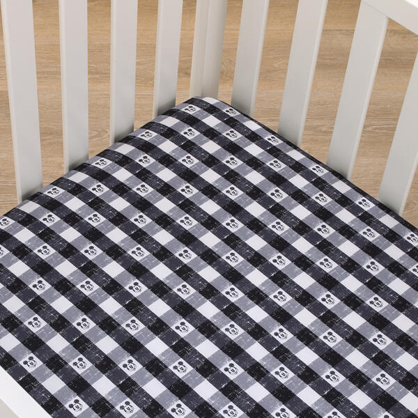 Disney Mickey Mouse Plaid Fitted Crib Sheet