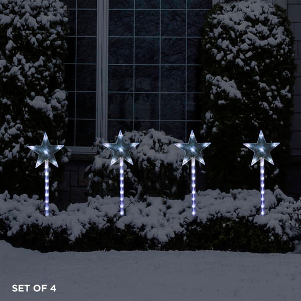 Alpine LED Shooting Star Garden Stakes - Set of 4