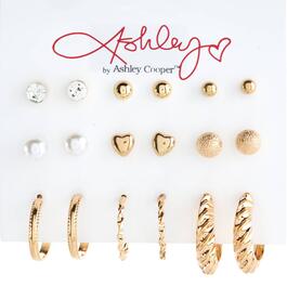 Ashley Pearls Hearts & Crystal Glass Stones Hoop Earrings