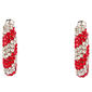 Silver & Red Stripe Glitz Hoop Earrings - image 3