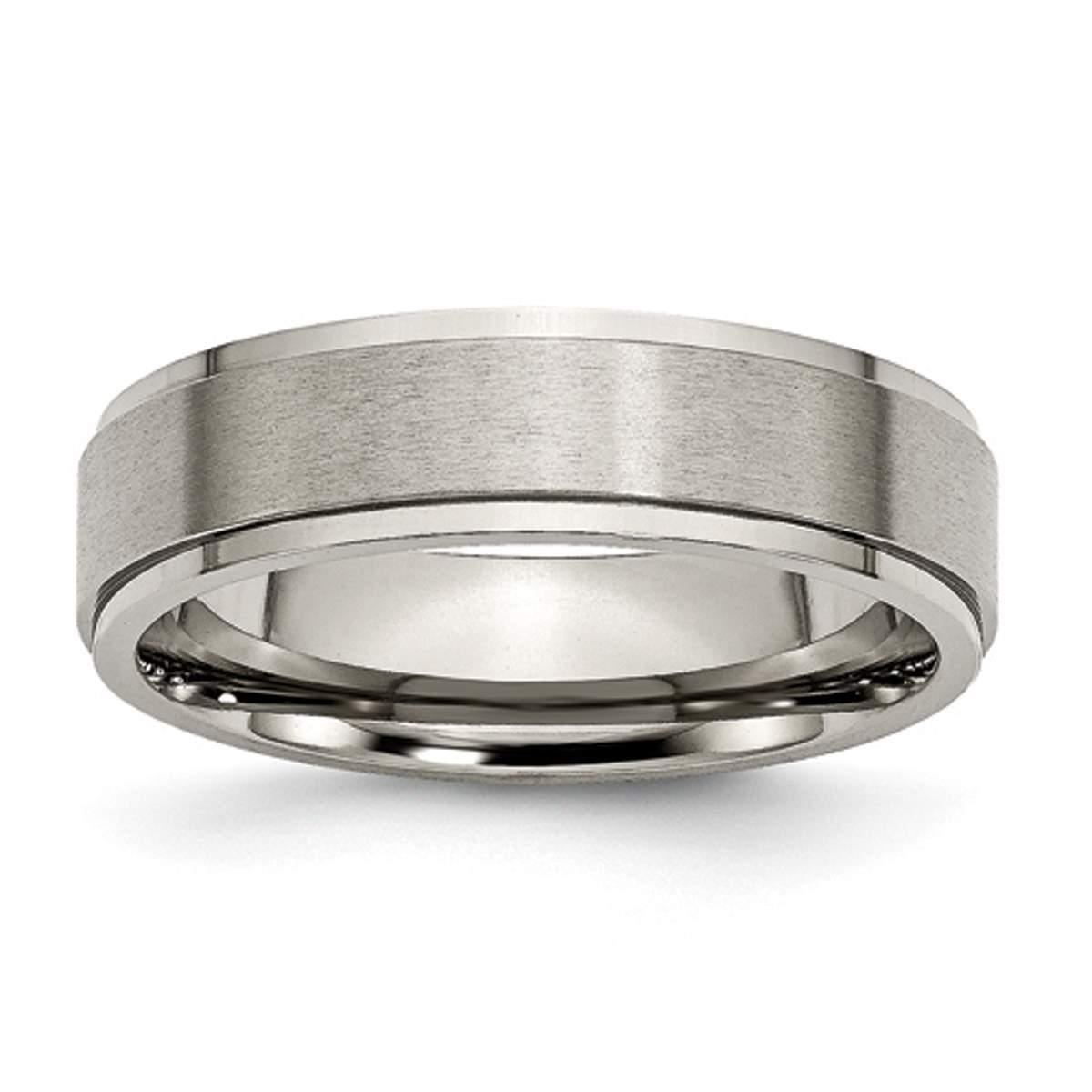 Mens Endless Affection™ 6mm Titanium Ridged Edge Brushed...