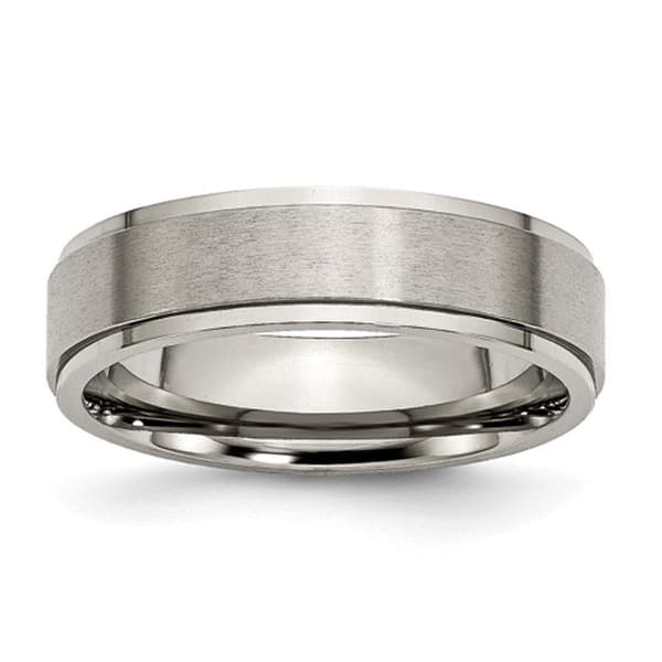 Mens Endless Affection&#40;tm&#41; 6mm Titanium Ridged Edge Brushed Band - image 