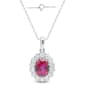 Nova Star® Sterling Silver & Oval Lab-Grown Ruby Pendant Necklace - image 2