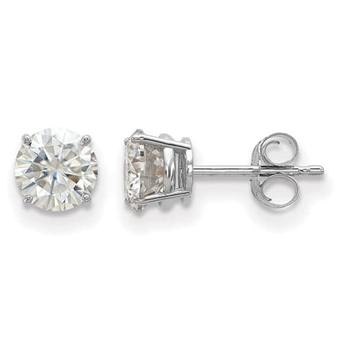 True Light™ 5.5mm Round Moissanite Basket Post Earrings