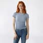 Juniors Pink Rose Modal Double Layer Side Ruch Tee - image 3