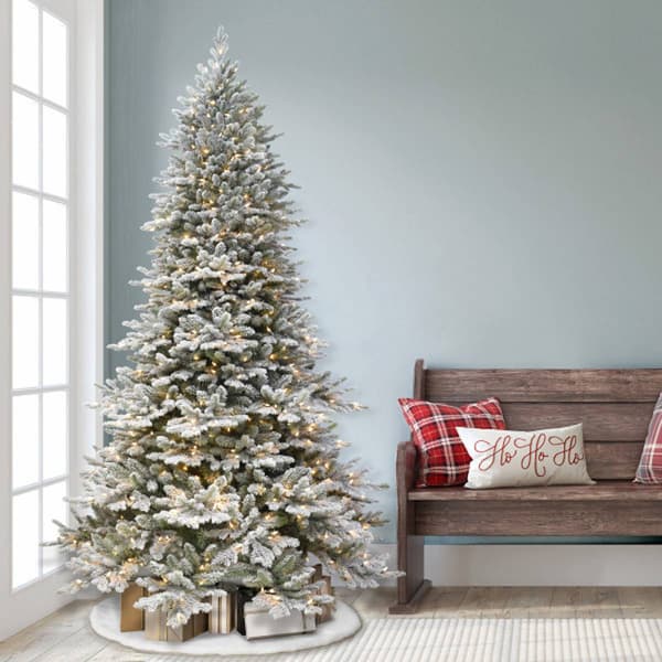 Puleo International 7.5ft. Flocked Royal Fir Christmas Tree